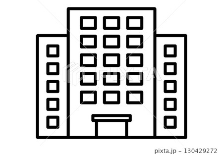シンプルなビルやホテルの建物アイコン 130429272
