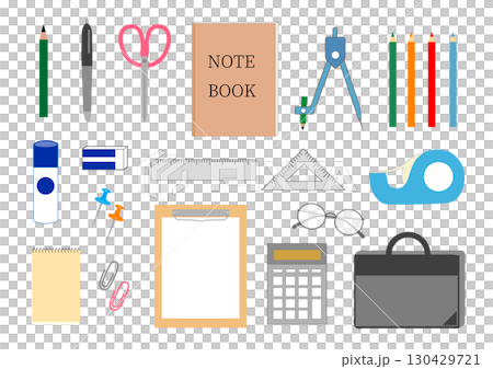 各種文具插圖素材集 130429721