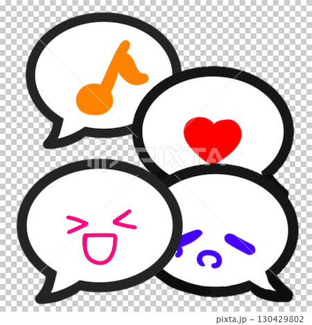 語音氣泡重疊的心音符悲傷的笑 130429802