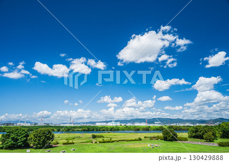 夏の淀川河川公園出口地区風景 枚方市 夏の淀川河川公園出口地区風景 枚方市 130429888