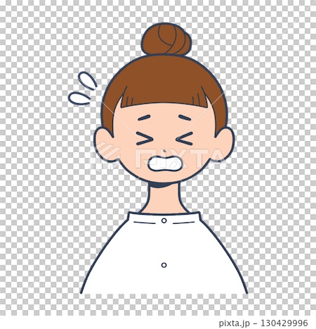A young woman's troubled expression, front upper body, simple illustration A young woman's troubled expression, front upper body, simple illustration 130429996