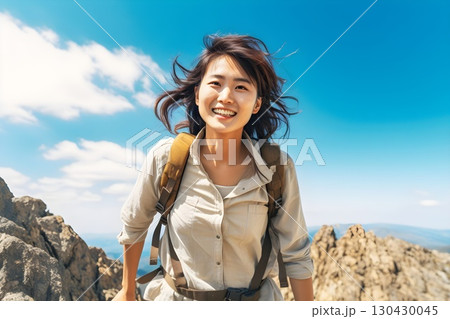 登山をする女性4　AI生成画像 130430045