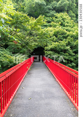 大阪側から暗峠へ向かい途中にある赤い橋のある風景 大阪側から暗峠へ向かい途中にある赤い橋のある風景 130430588