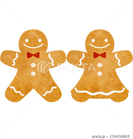 水彩で描いたジンジャークッキーのイラスト 水彩で描いたジンジャークッキーのイラスト 130430663