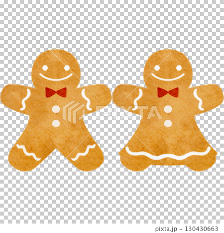 水彩で描いたジンジャークッキーのイラスト 水彩で描いたジンジャークッキーのイラスト 130430663