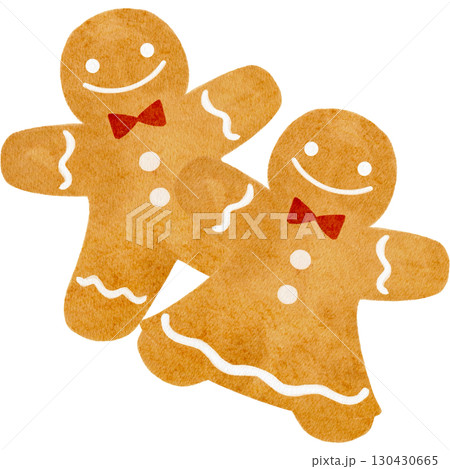 水彩で描いたジンジャークッキーのイラスト 水彩で描いたジンジャークッキーのイラスト 130430665