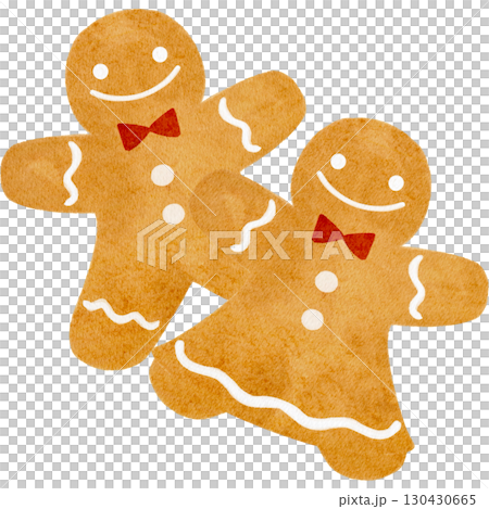 水彩で描いたジンジャークッキーのイラスト 水彩で描いたジンジャークッキーのイラスト 130430665