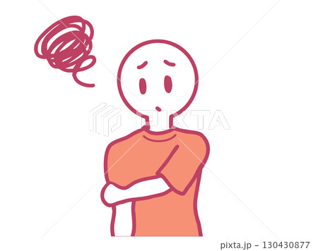 腕の痛みを抱える人の赤色キャラクター 130430877