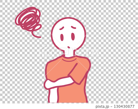 腕の痛みを抱える人の赤色キャラクター 130430877