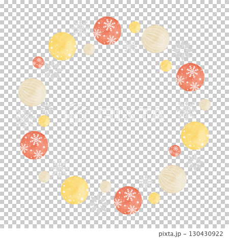 水彩で描いたクリスマスリースのイラストフレーム 130430922