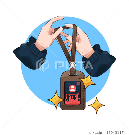 illustration of Hand Holding ID Card 130431174