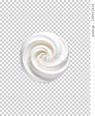 Delicious chocolate cream dessert with cream swirl design, isolated on white background. 130431819