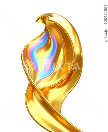 Abstract golden background with dynamic rotating smoke, colorful light waves, woven colors. 130431865