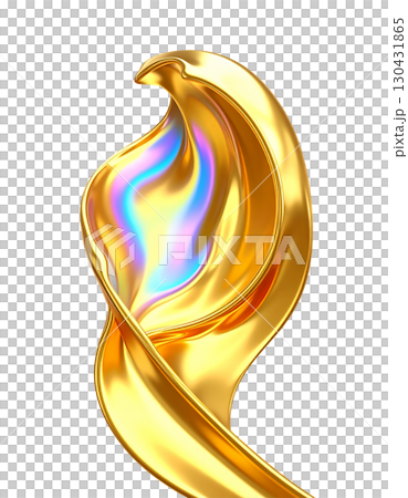 Abstract golden background with dynamic rotating smoke, colorful light waves, woven colors. 130431865