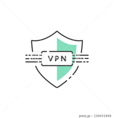 VPNのベクターアイコン セキュリティ、データ通信保護 (線画) 130431949