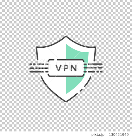VPNのベクターアイコン セキュリティ、データ通信保護 (線画) 130431949