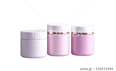 Set of white cream jars and cosmetic bottles isolated on white background. Set of white cream jars and cosmetic bottles isolated on white background. 130431994