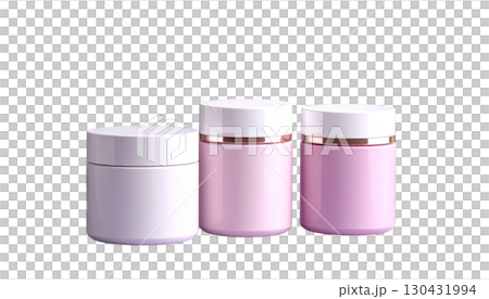 Set of white cream jars and cosmetic bottles isolated on white background. Set of white cream jars and cosmetic bottles isolated on white background. 130431994