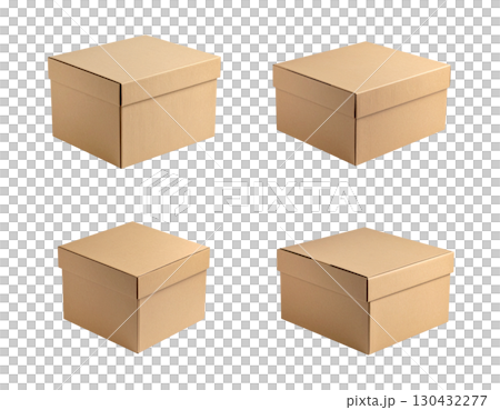 Brown cardboard boxes for shipping separated in different sizes on white background 130432277