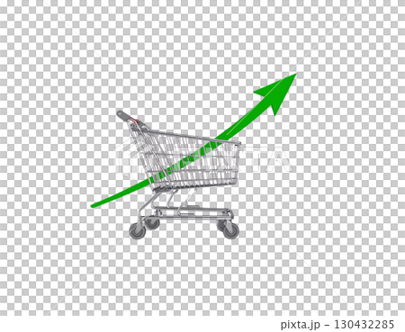 Chrome shopping cart full of money with dollar sign isolated on white background. 130432285