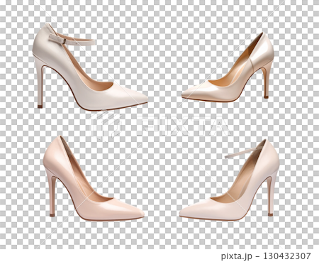 Elegant black leather high heels: a fashionable accessory for the modern woman 130432307