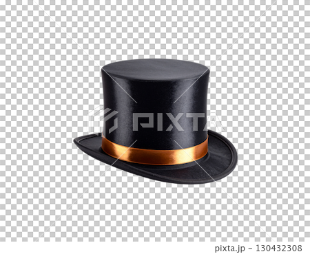 Black top hat with white accents 130432308