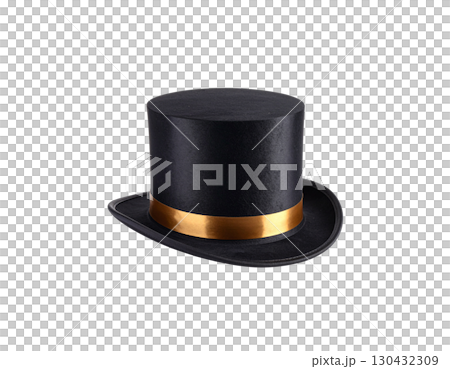 Black top hat with white accents 130432309