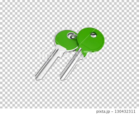 Isolated shiny metal key chain on white background. Isolated shiny metal key chain on white background. 130432311