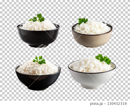 Delicious and healthy white rice isolated on white background. Delicious and healthy white rice isolated on white background. 130432319