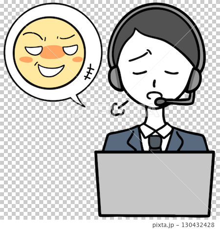 ため息をつくコールセンターの男性とセクハラをする人 ため息をつくコールセンターの男性とセクハラをする人 130432428
