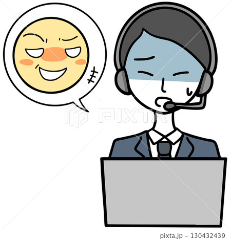 必死に対応するコールセンターの男性とセクハラをする人 必死に対応するコールセンターの男性とセクハラをする人 130432439