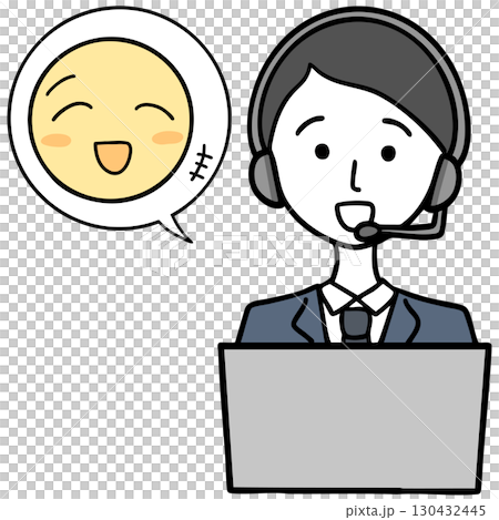 笑顔で話すコールセンターの男性と安心している人 130432445