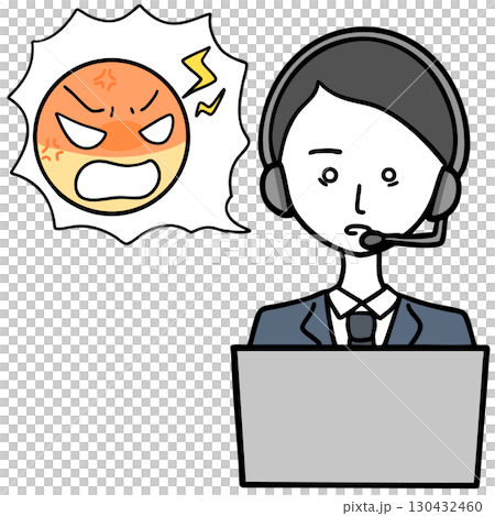 精神的に限界のコールセンターの男性とクレーマー 精神的に限界のコールセンターの男性とクレーマー 130432460