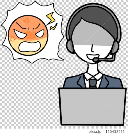 企みのあるコールセンターの男性とクレーマー 130432463