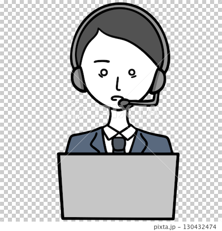 Mentally exhausted call center worker 130432474