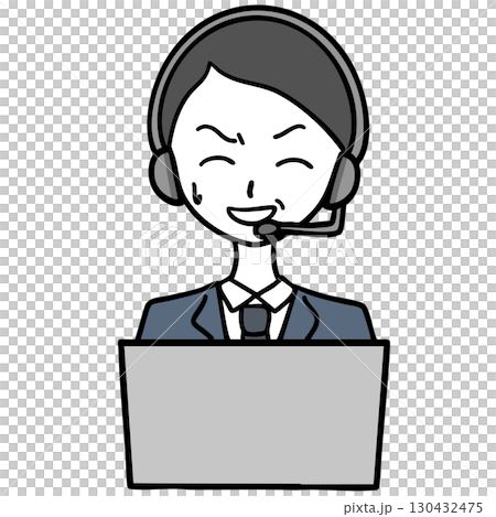 呼叫中心一名男子苦笑 呼叫中心一名男子苦笑 130432475