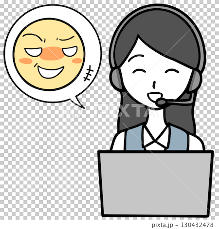 Smiling call center woman and sexual harasser Smiling call center woman and sexual harasser 130432478