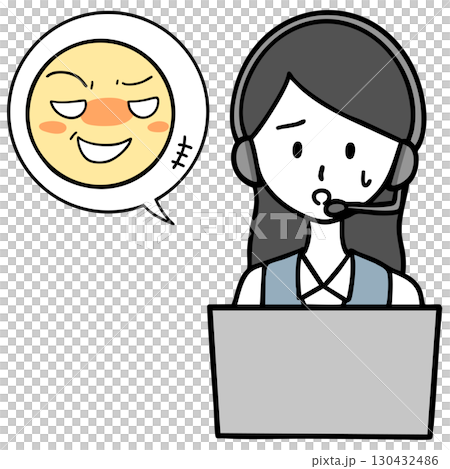 困っているコールセンターの女性とセクハラをする人 困っているコールセンターの女性とセクハラをする人 130432486