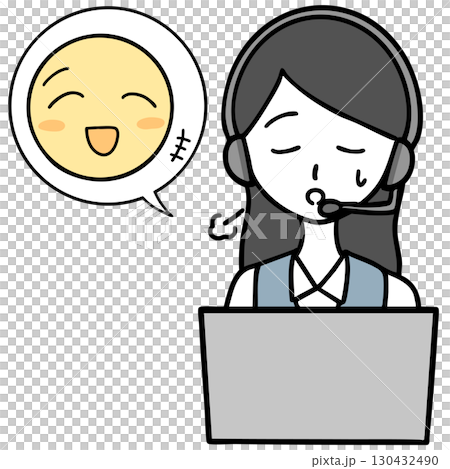 ほっとするコールセンターの女性と喜ぶ人 130432490