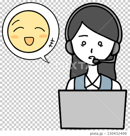 精神的に限界のコールセンターの女性と笑っている人 精神的に限界のコールセンターの女性と笑っている人 130432499