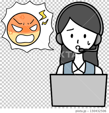 A troubled call center woman and a complainer A troubled call center woman and a complainer 130432506