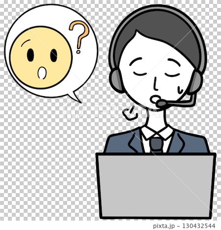 ほっとするコールセンターの男性と問い合わせる人 ほっとするコールセンターの男性と問い合わせる人 130432544