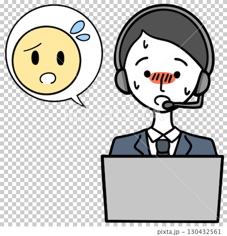 呼叫中心裡一個緊張的男人和一個陷入困境的人 130432561