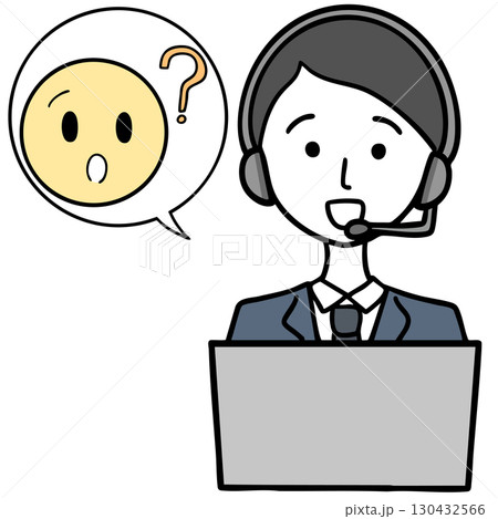 笑顔で話すコールセンターの男性と問い合わせる人 130432566