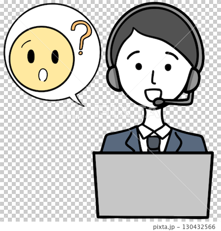 笑顔で話すコールセンターの男性と問い合わせる人 130432566