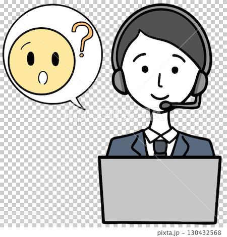 Smiling call center man and person making an inquiry Smiling call center man and person making an inquiry 130432568