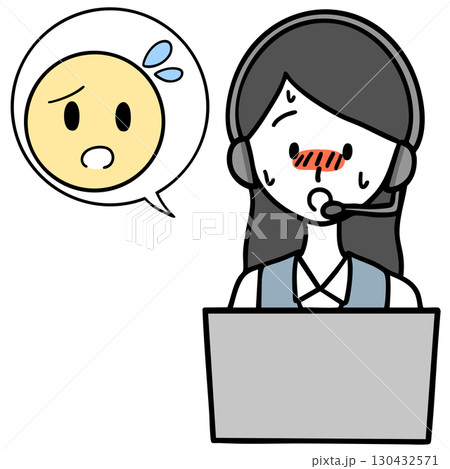 緊張しているコールセンターの女性と困っている人 130432571