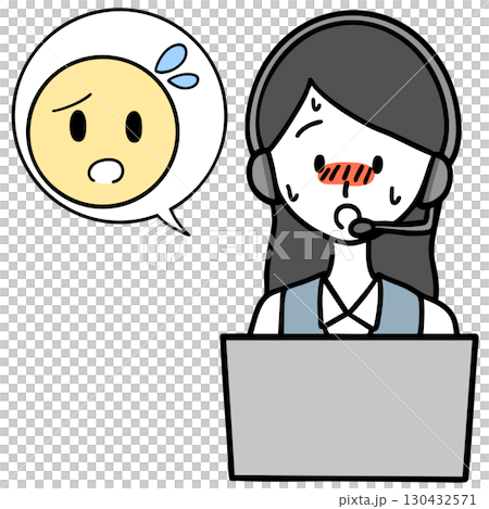 一位緊張的呼叫中心女士和一個陷入困境的人 130432571