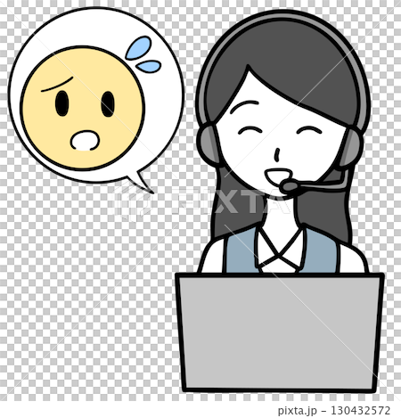 微笑的呼叫中心女士和陷入困境的人 130432572