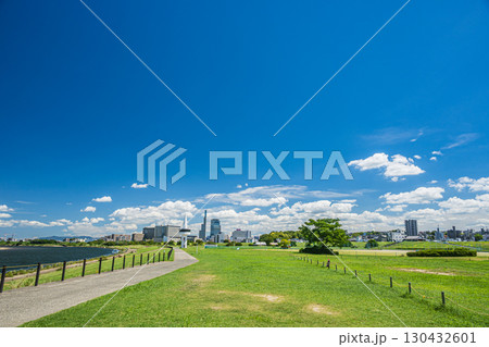 淀川河川公園枚方地区の夏景色 枚方市 淀川河川公園枚方地区の夏景色 枚方市 130432601
